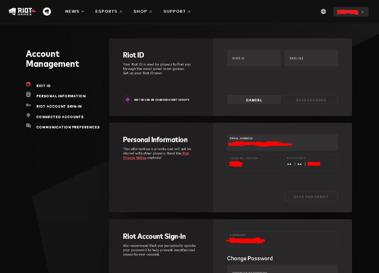 Account Settings Change Riot ID