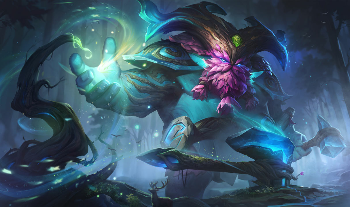 Ornn as an elder forest spirit with mystical energy.