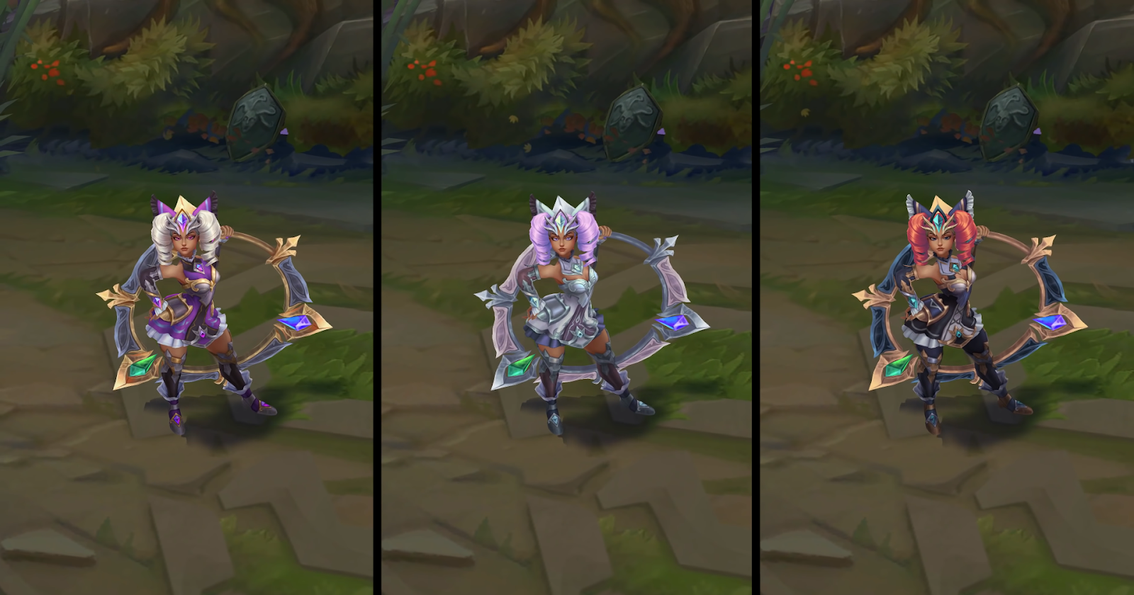 Battle Queen Qiyana's different chroma versions.