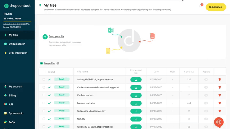 retrieve the API key from Dropcontact