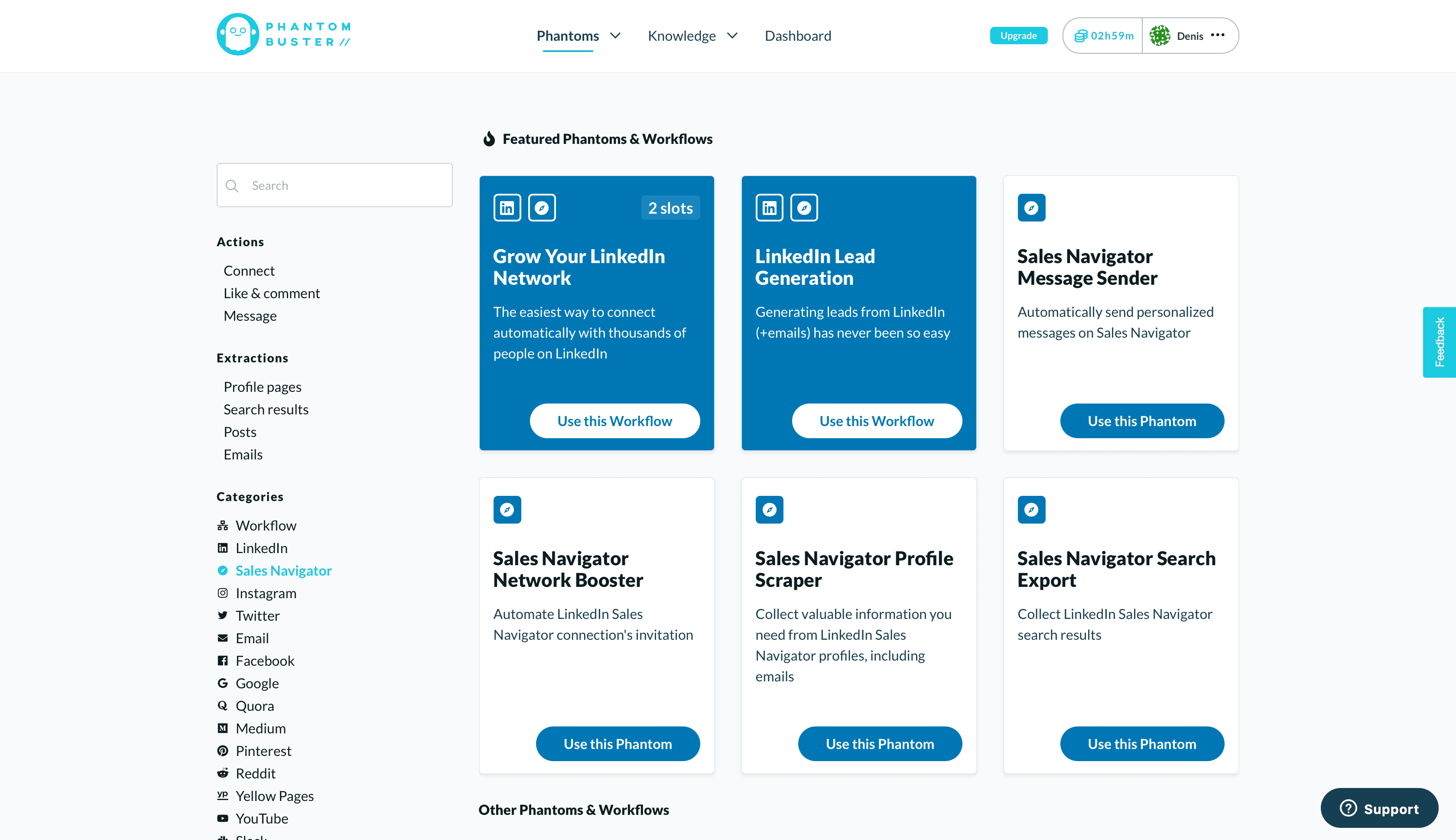 Phantombuster: Linkedin scraping and prospecting automation