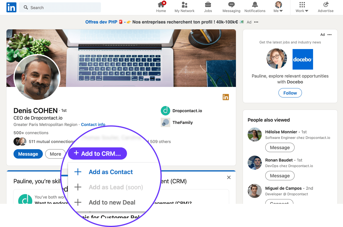 Leadjet - Extension to scrape LinkedIn and add your lead to CRM