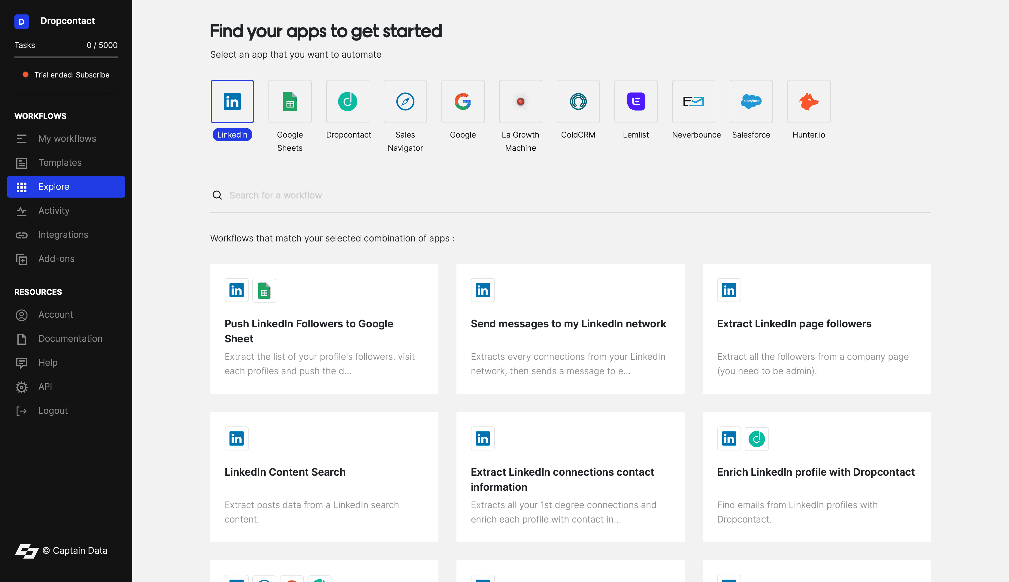 Captain Data - Multichannel prospecting automation