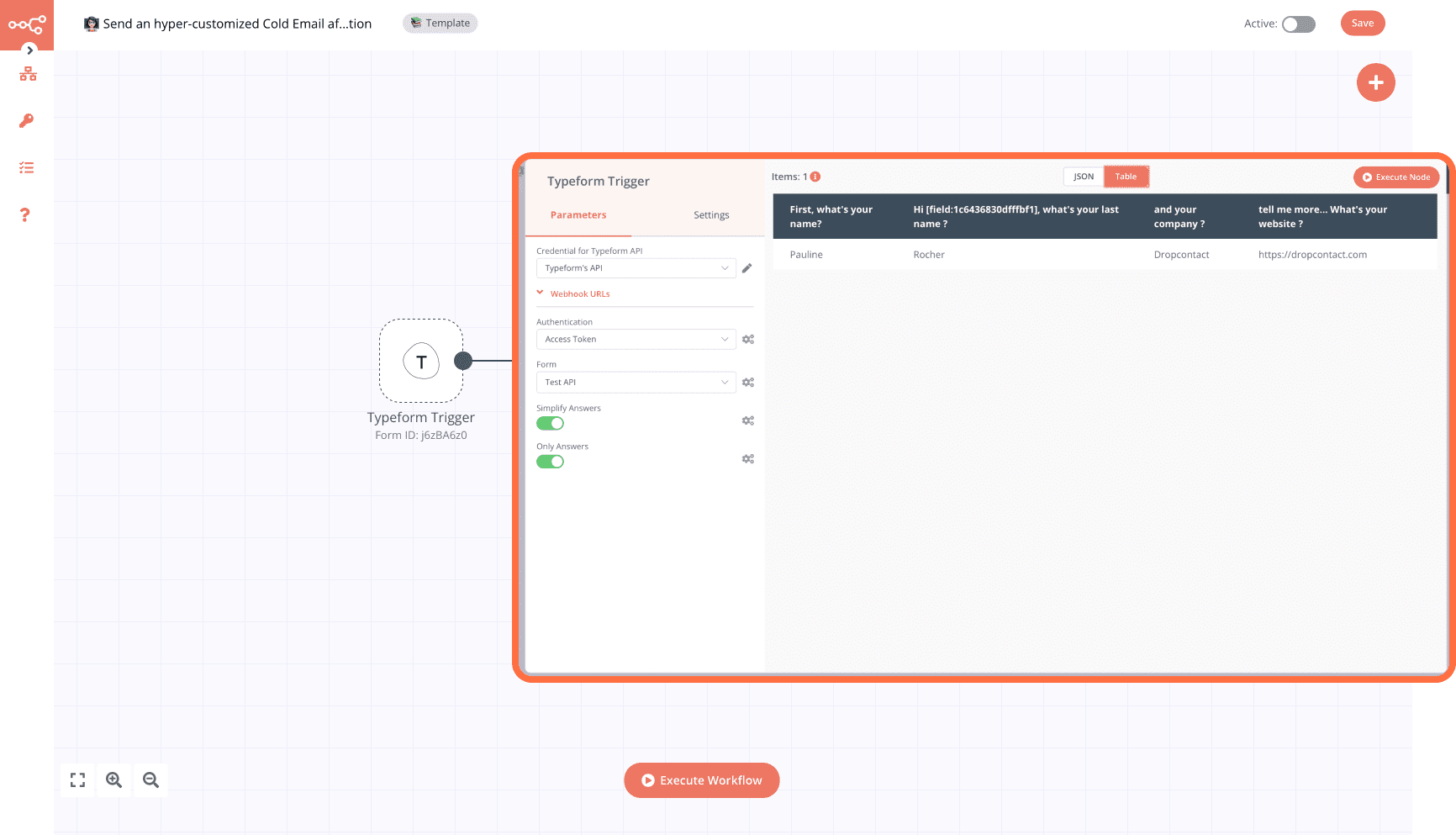 n8n Typeform trigger - lead to enrich