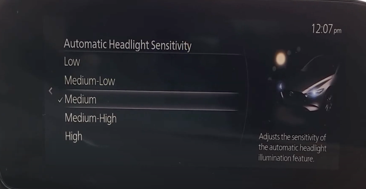 2021 Mazda CX30 Vehicle Settings Lighting