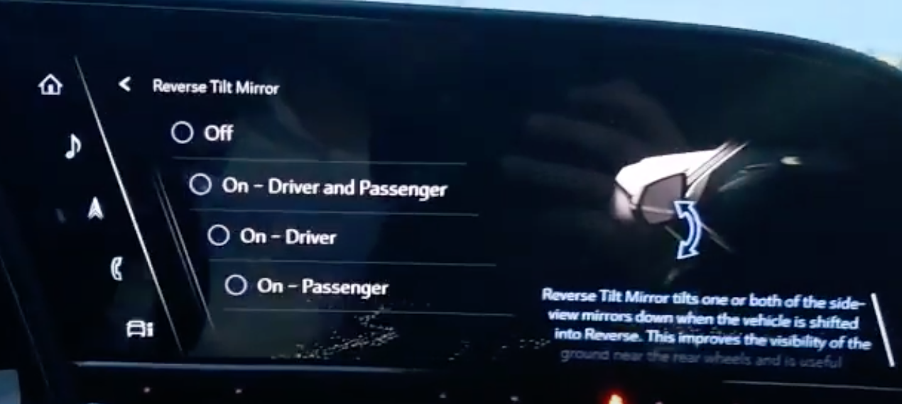 2021 Cadillac Escalade Vehicle Settings Mirror