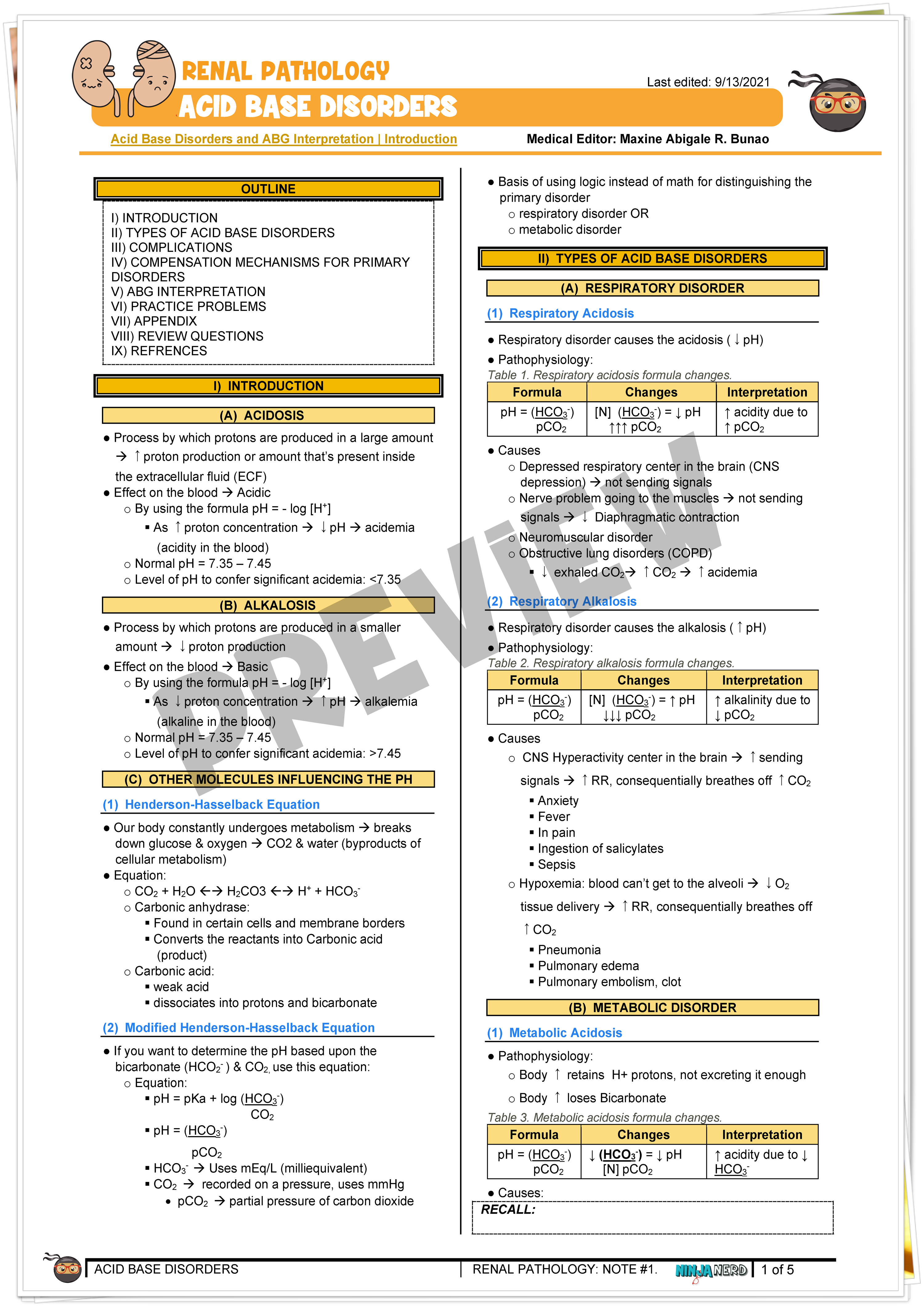 Acid Base Disorders and ABG Interpretation Introduction Notes