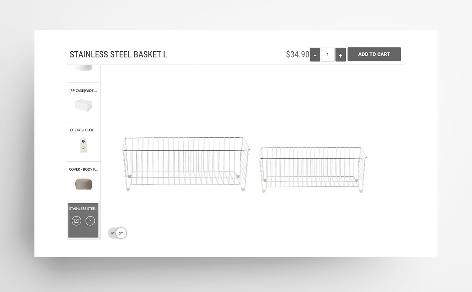 Comparing two items visually with Tangiblee