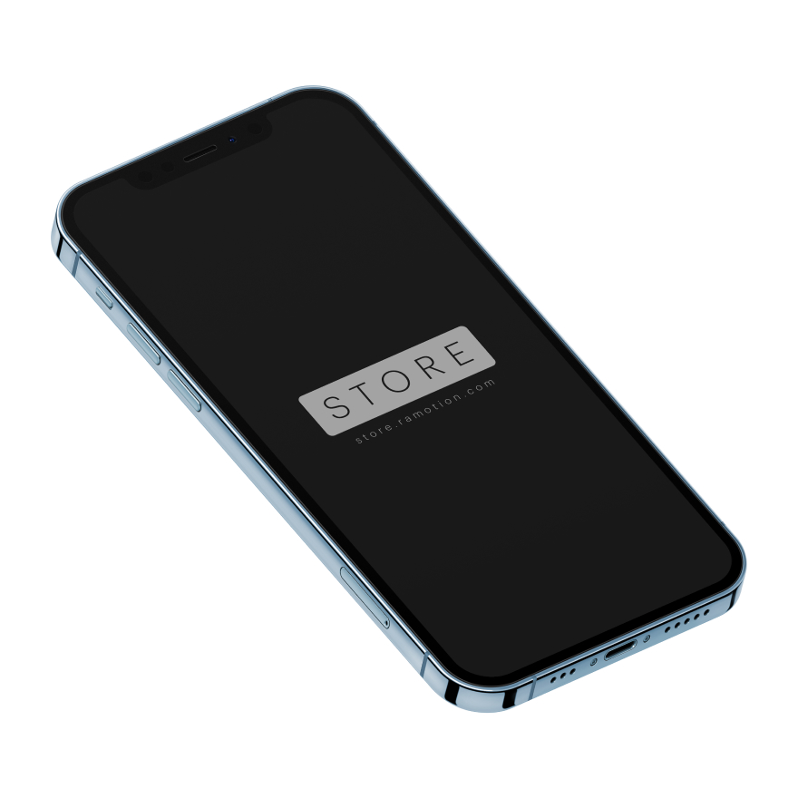 iPhone 12 Pro Pacific Blue Isometric PSD Mockup