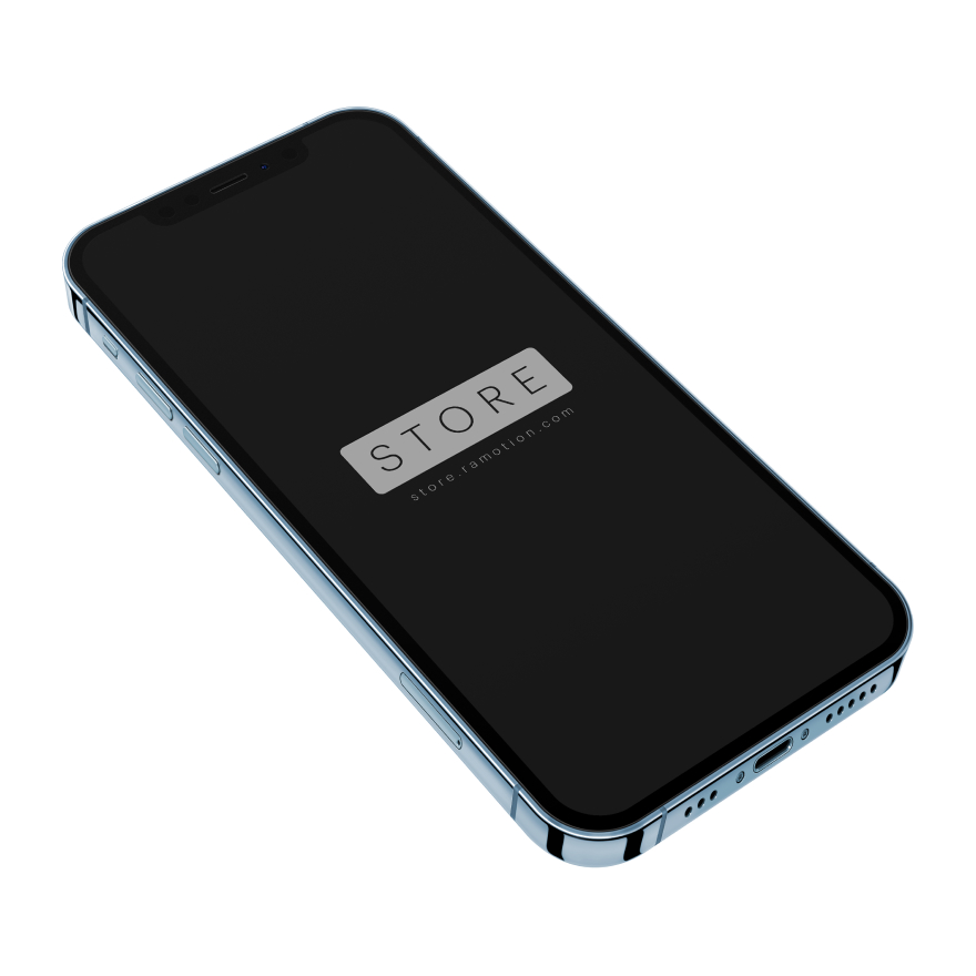 iPhone 12 Pro Pacific Blue Perspective PSD Mockup