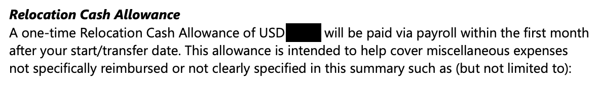 Microsoft Relocation Bonus