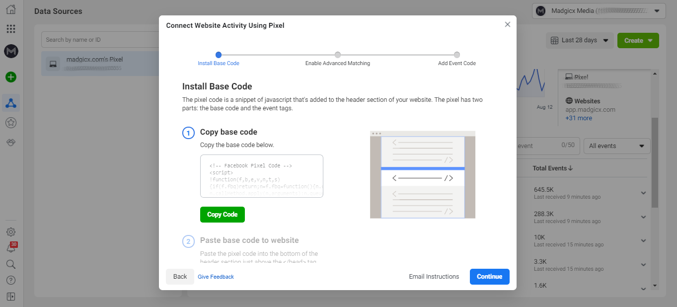 Add the Facebook Pixel code to Google Tag Manager - Copy Facebook Pixel base code
