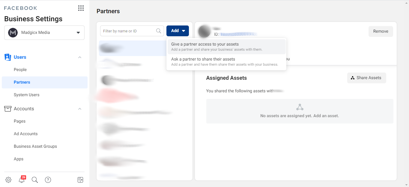 Add a partner to your Business Manager