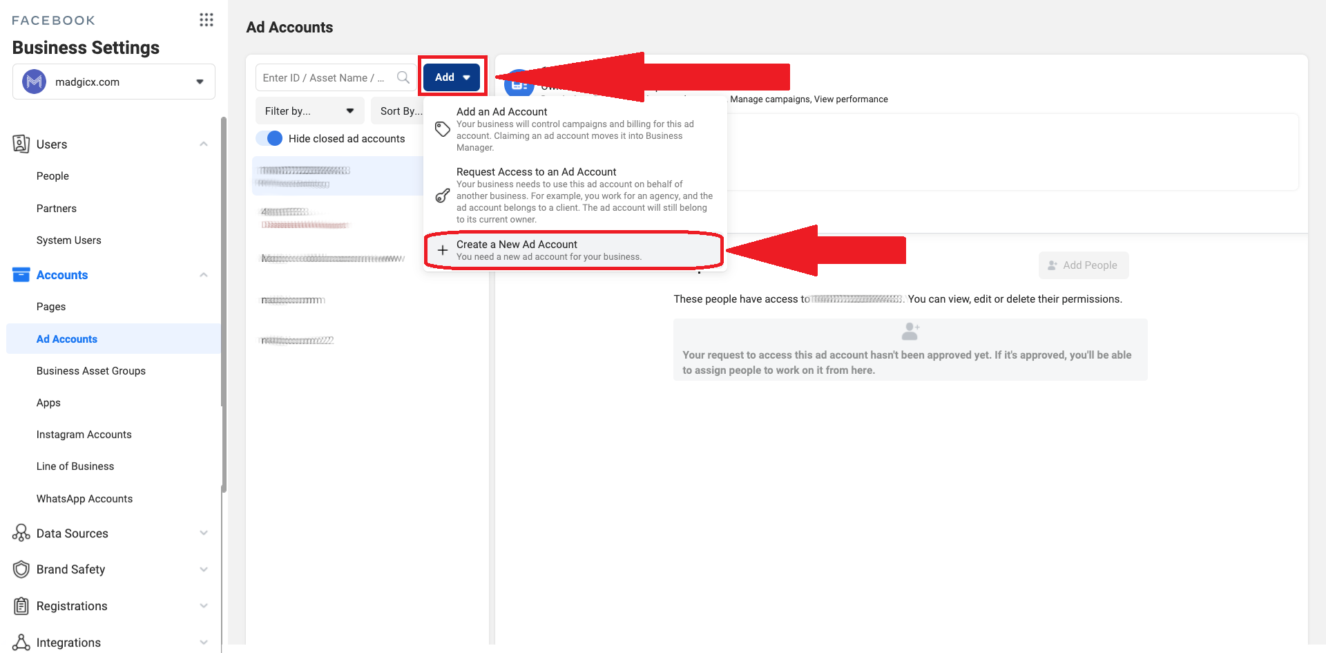 Create a new Facebook ad account on Business Manager
