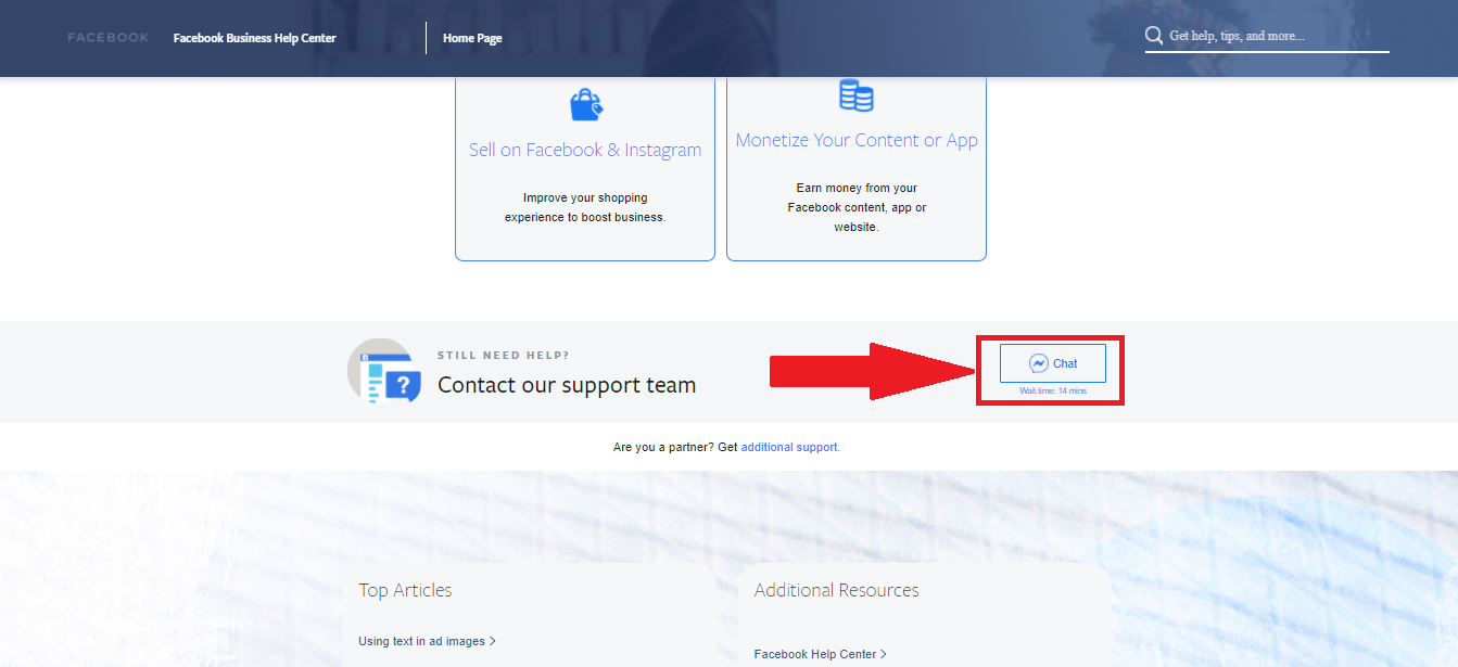 chat with a Facebook representative