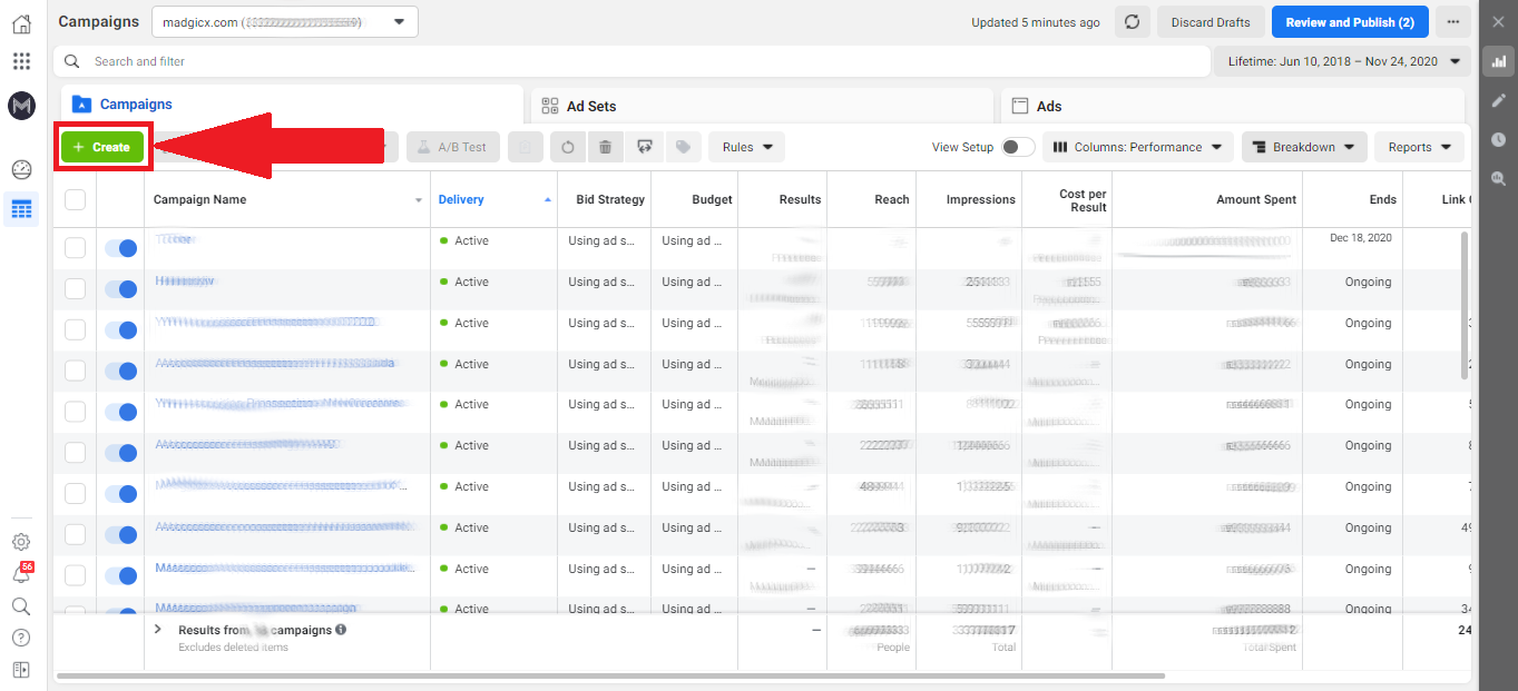 Create a facebook ad campaign