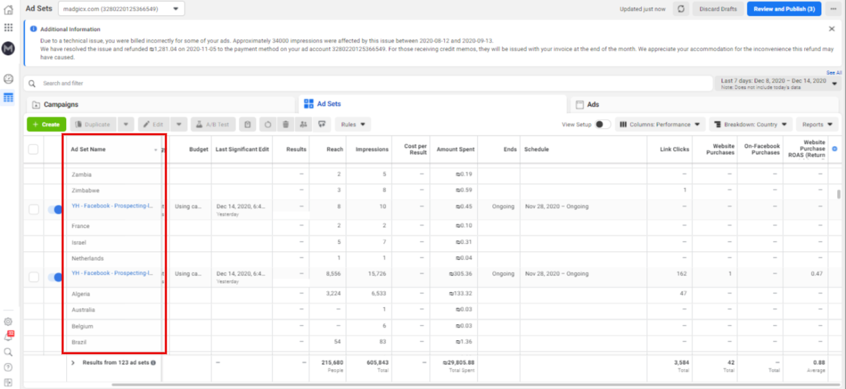 Track performance by location - Facebook Ads Manager