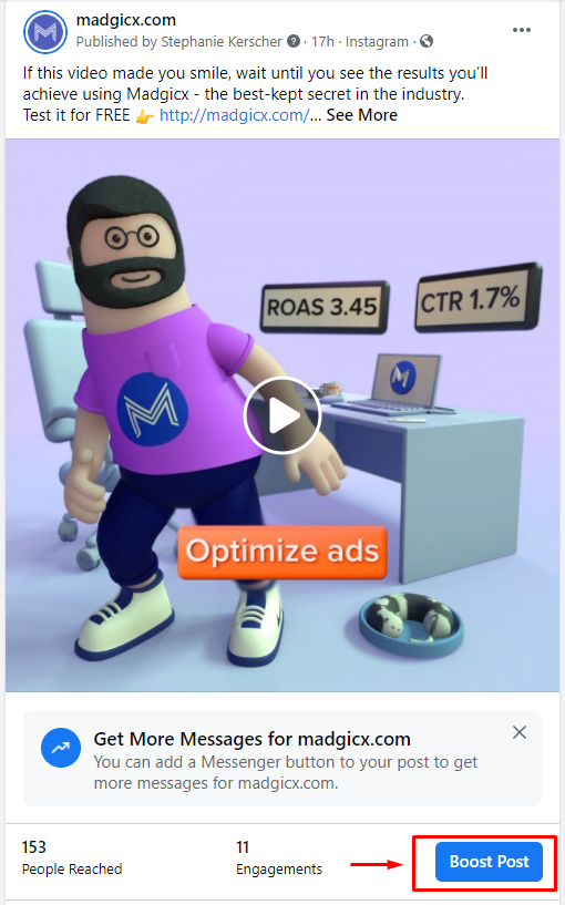 Boost post - Facebook Engagement campaign objective