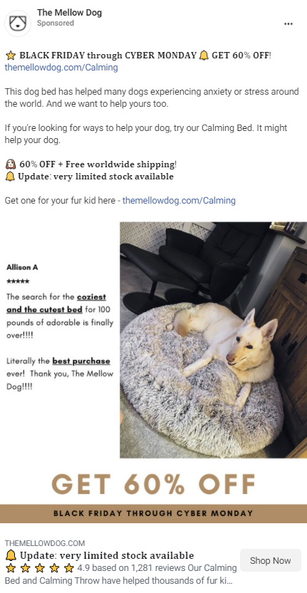 The Mellow Dog Black Friday ad example