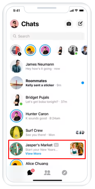 Facebook Messenger Inbox image ad size
