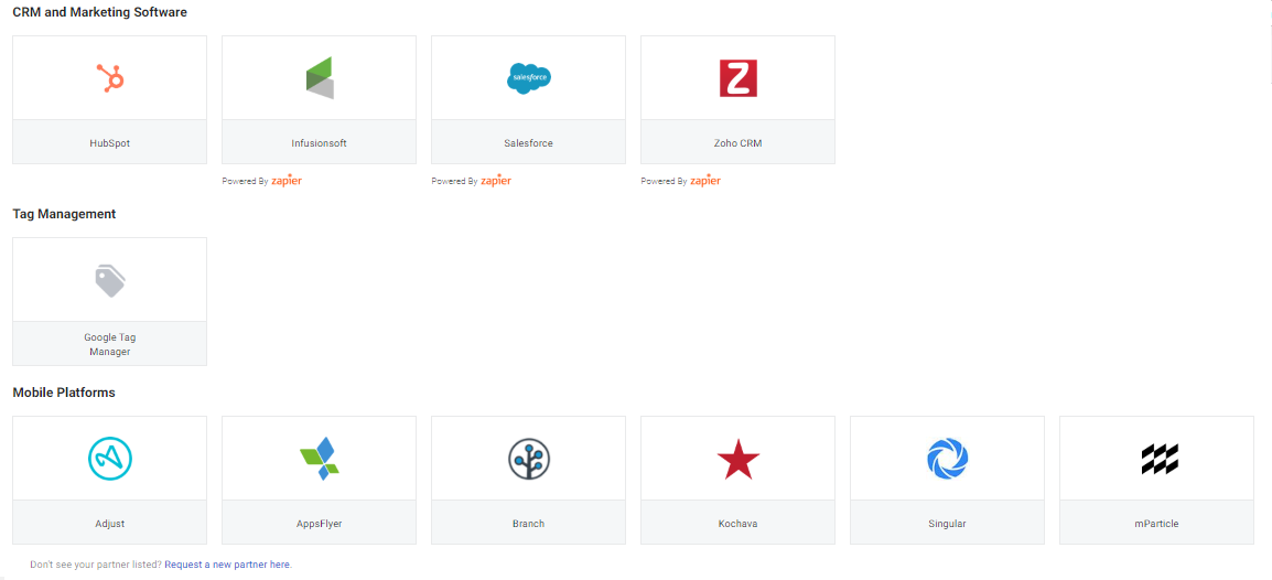 Partner Integrations - various platforms