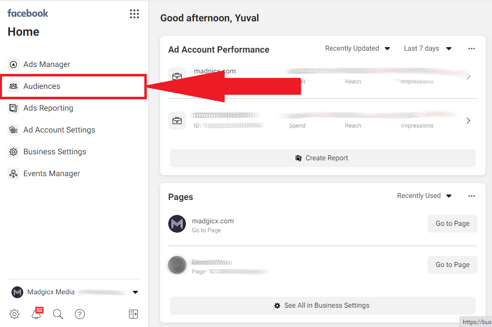 custom audience - select audiences from the menu