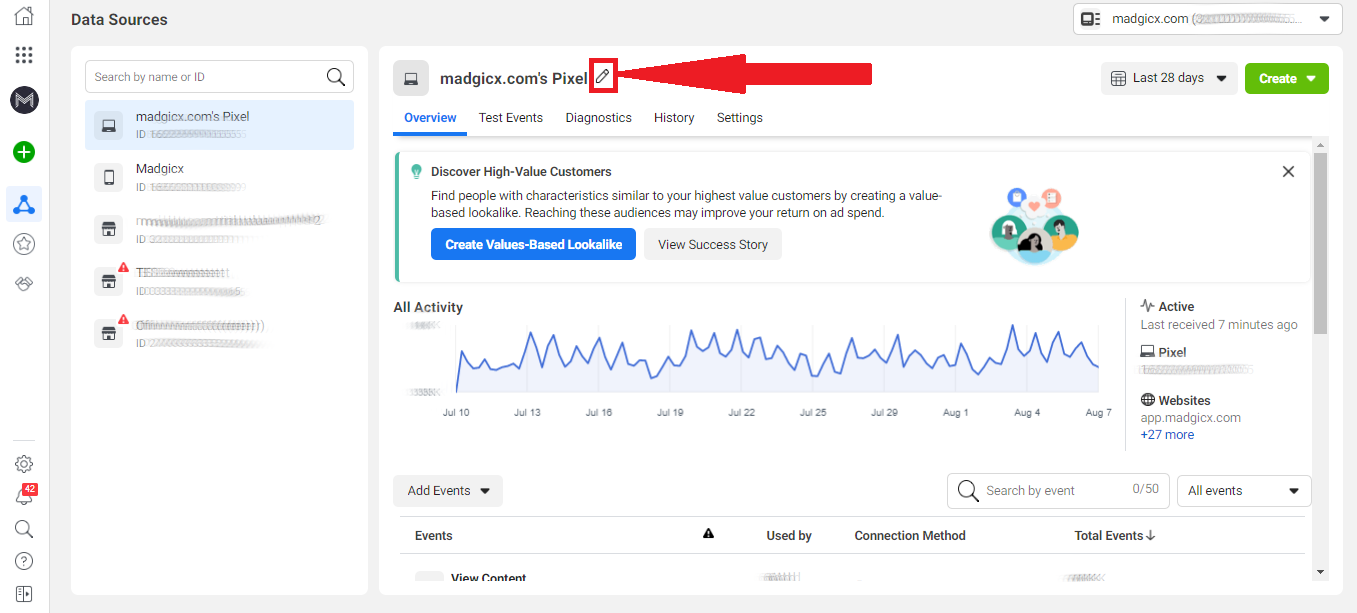 change pixel name