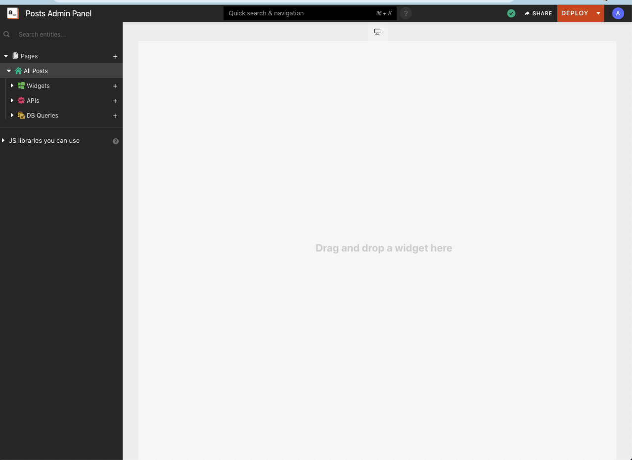 Creating an application in Appsmith