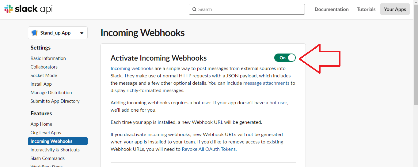 Activating incoming webhooks