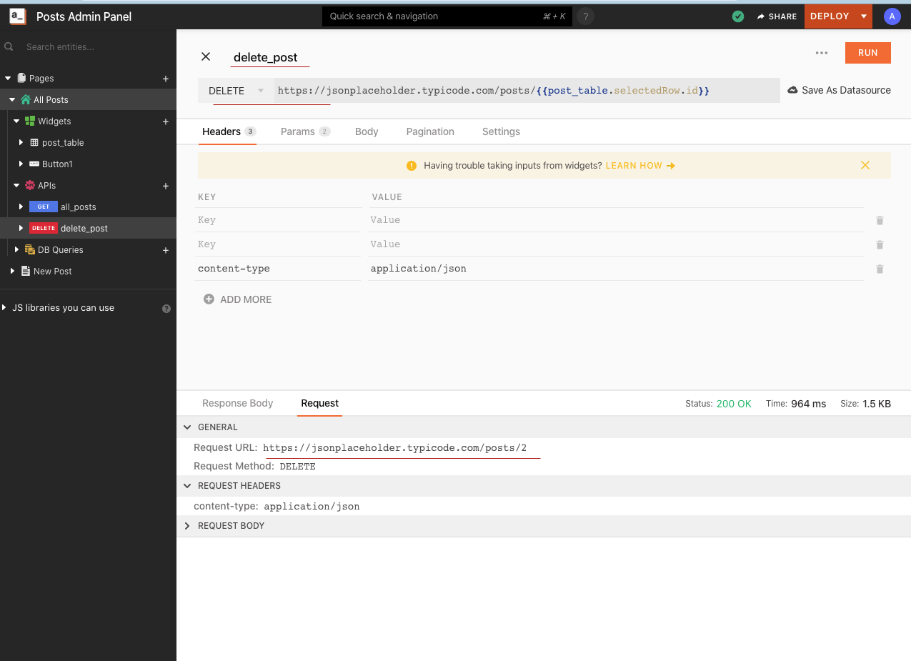 The delete_post API
