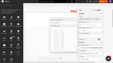 gif showing how to bind data to widgets within the list item