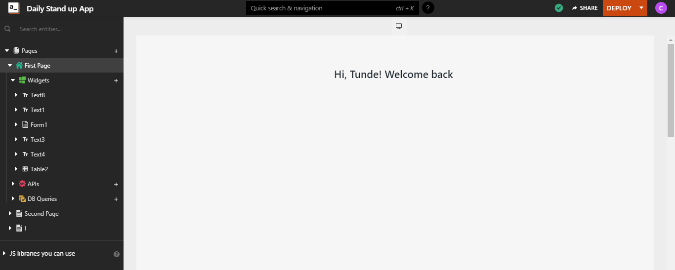 Custom welcome message