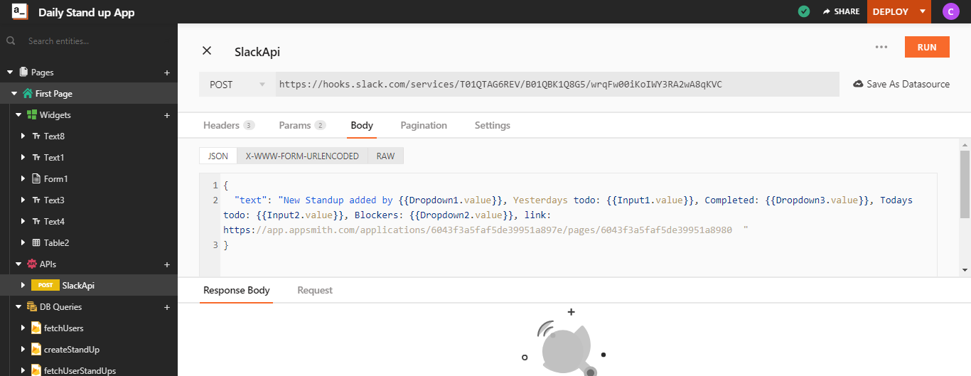 Slack post request
