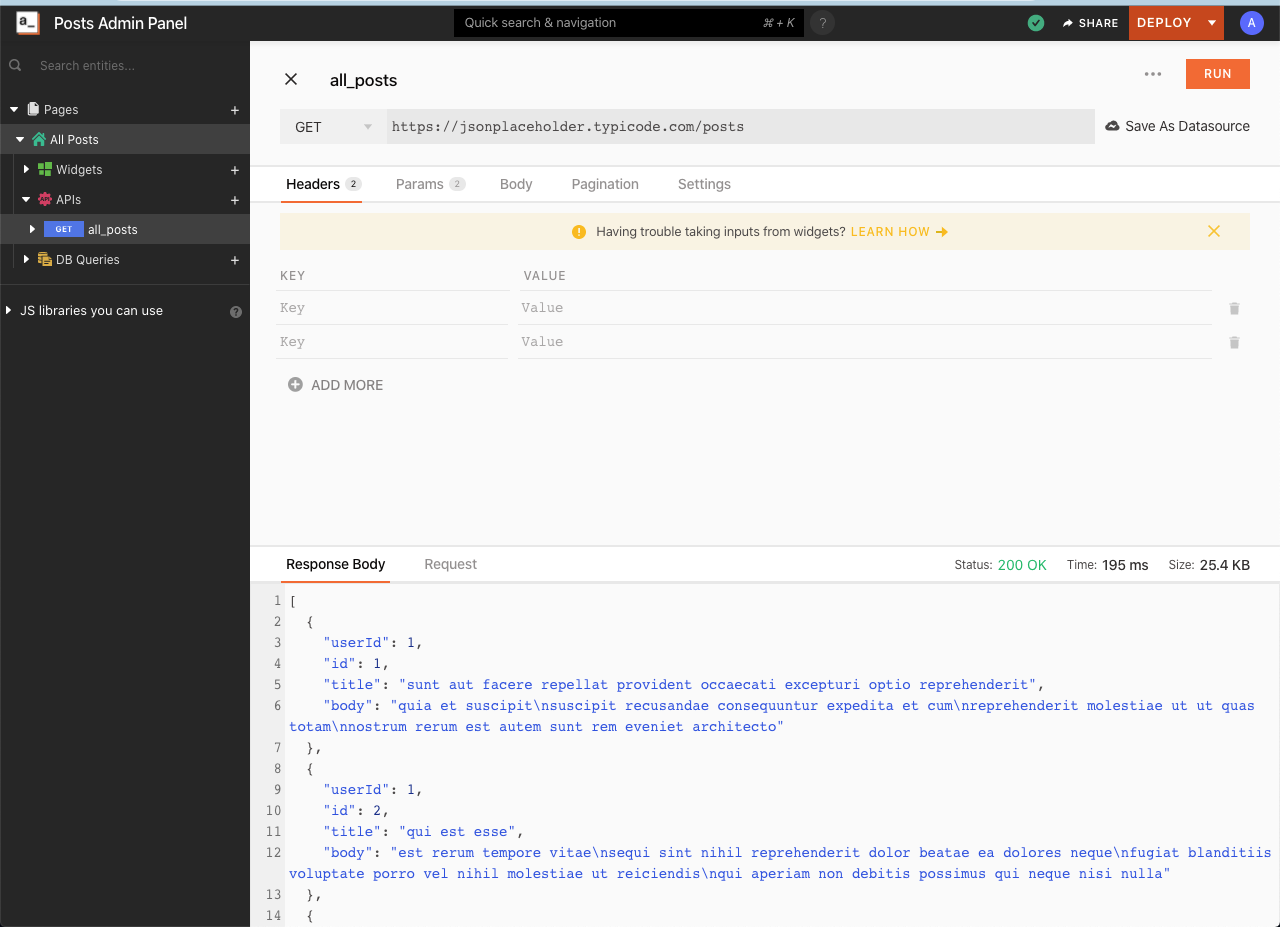 All Posts API data