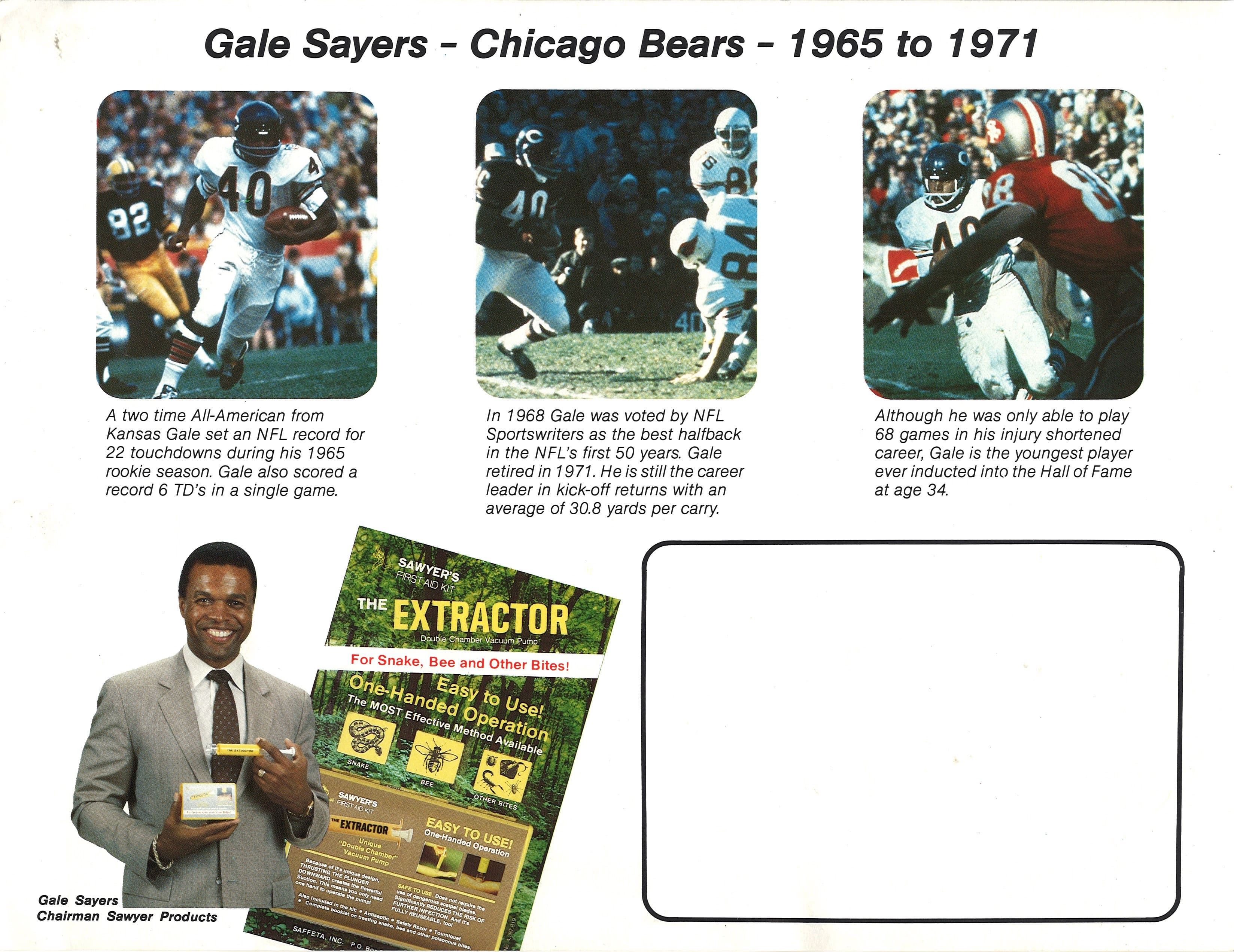 Vintage Sawyer Extractor Ad with Gale Sayers