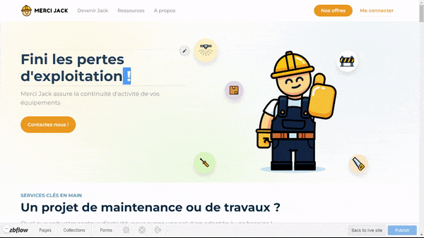 Webflow démonstration du mode édition