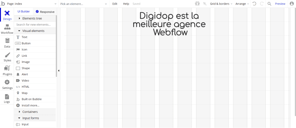 Capture d'écran de l'interface de Bubble