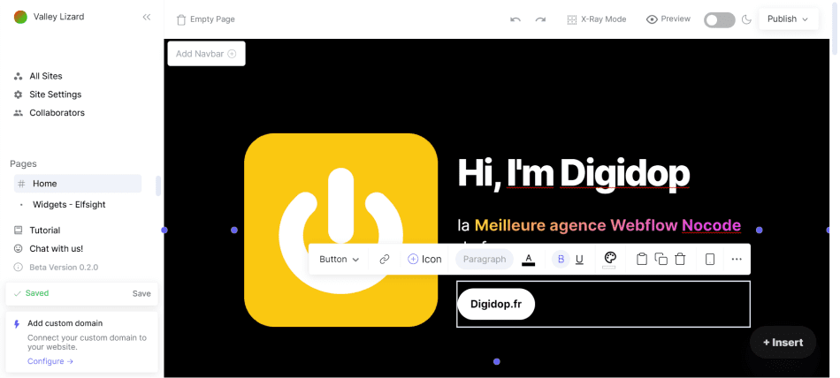 Capture d'écran de l'interface de Typedream