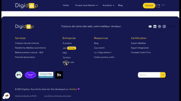 Plan de site en page static depuis le footer