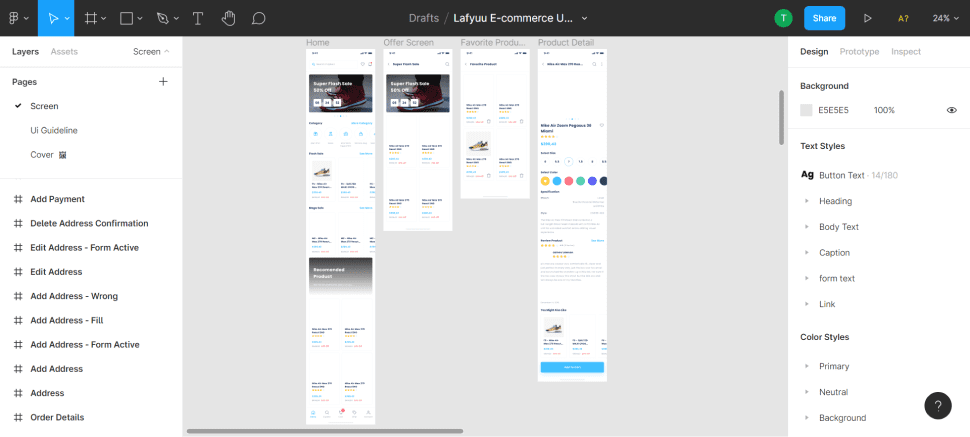 Capture d'écran de l'interface de l'outil nocode pour le e-commerce : Figma