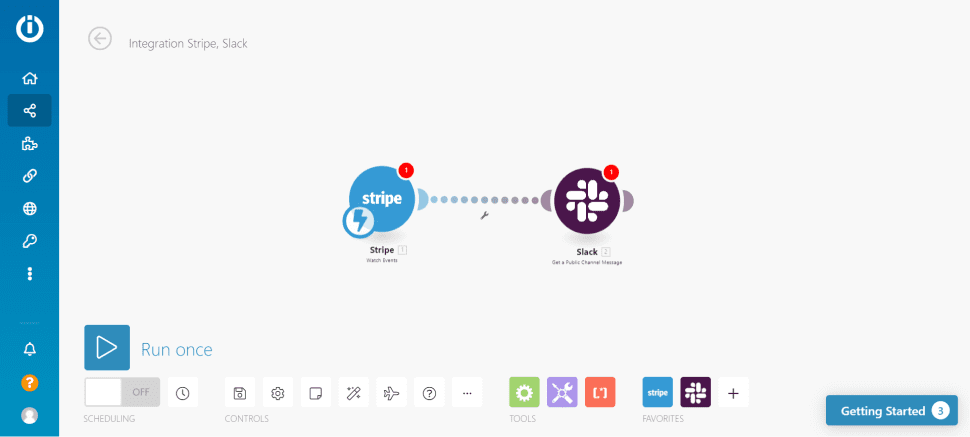 Capture d'écran de l'interface de l'outil nocode pour le e-commerce : Integromat