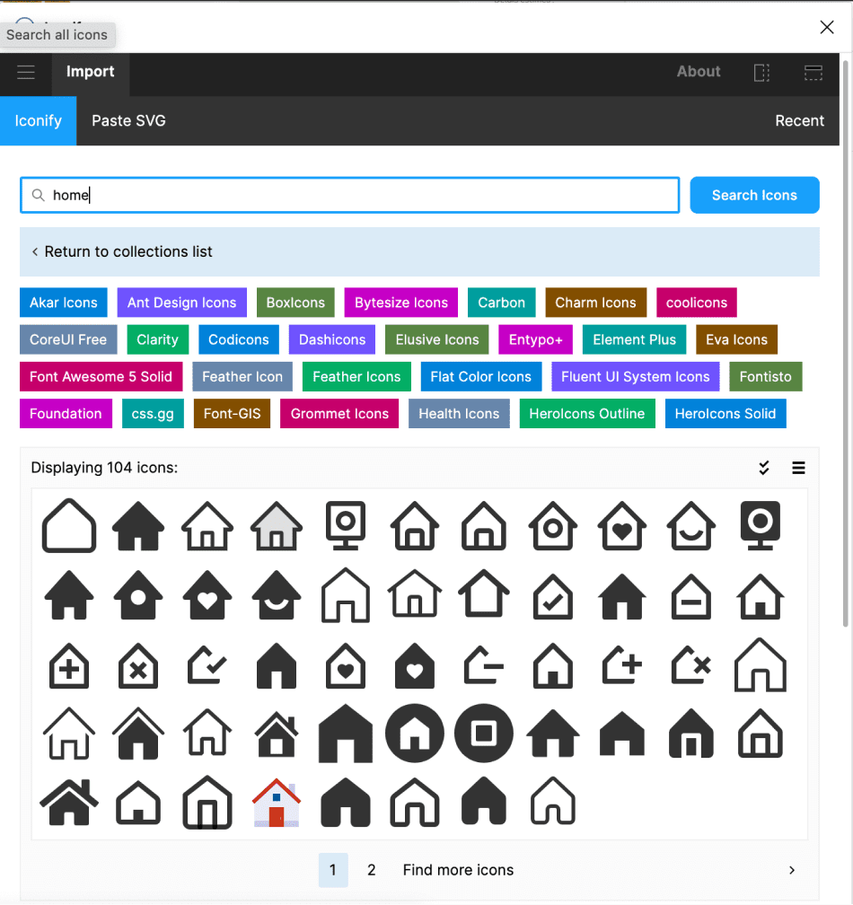 Screenshot outil figma plugin Iconify