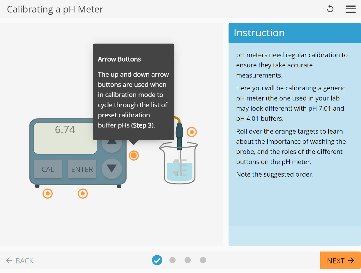 LearnSci LabSim Calibrating a pH Meter