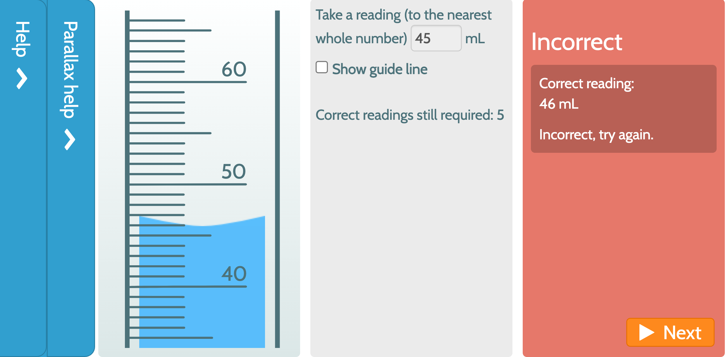 LearnSci LabSim Titration Burette Reading