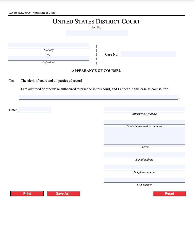 What Is An Appearance Form In Court Form Example Download
