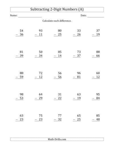 subtraction worksheets math drills com