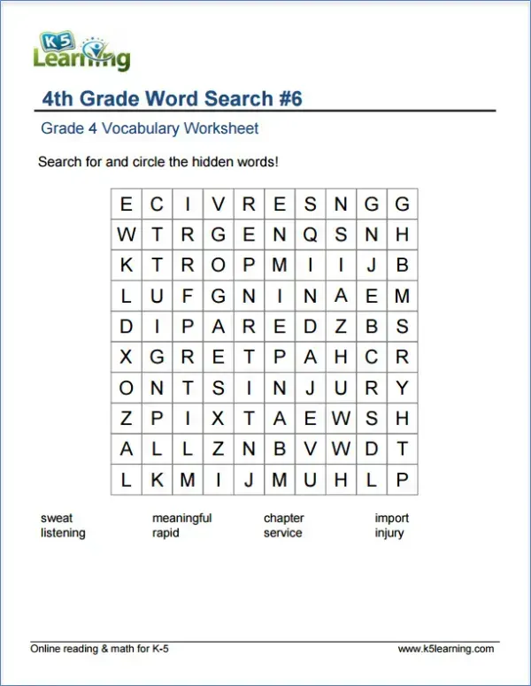 Grade 4 Vocabulary Worksheets - K5 Learning
