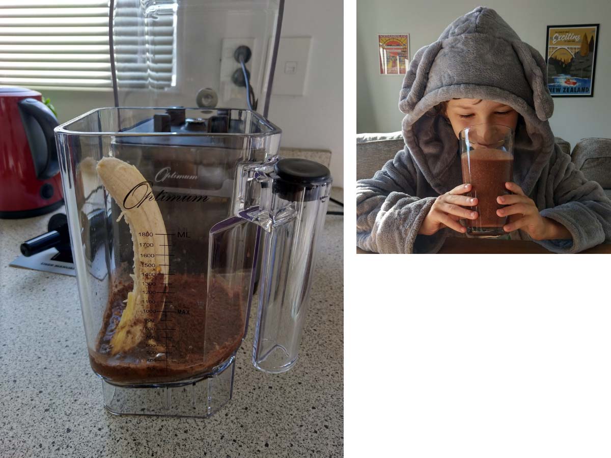 Bannana chocolate shake in optimum 9400x blender