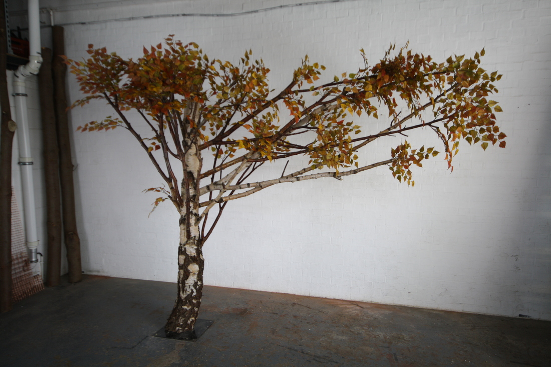 Bespoke Artificial Birch Trees with Fake Autumn Foliage Design Example