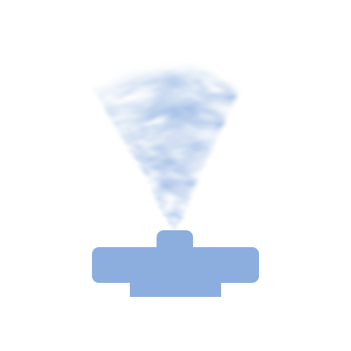 An icon of a fog head, the tool used to disperse our sterilant into the air which eradicates all surface, airborne and hidden mould